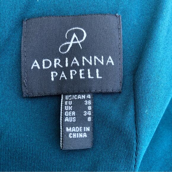 Adrianna Papell size 4 Lace Overlay Navy & Green Exposed Zip HOCO Cocktail Dress - Picture 10 of 16